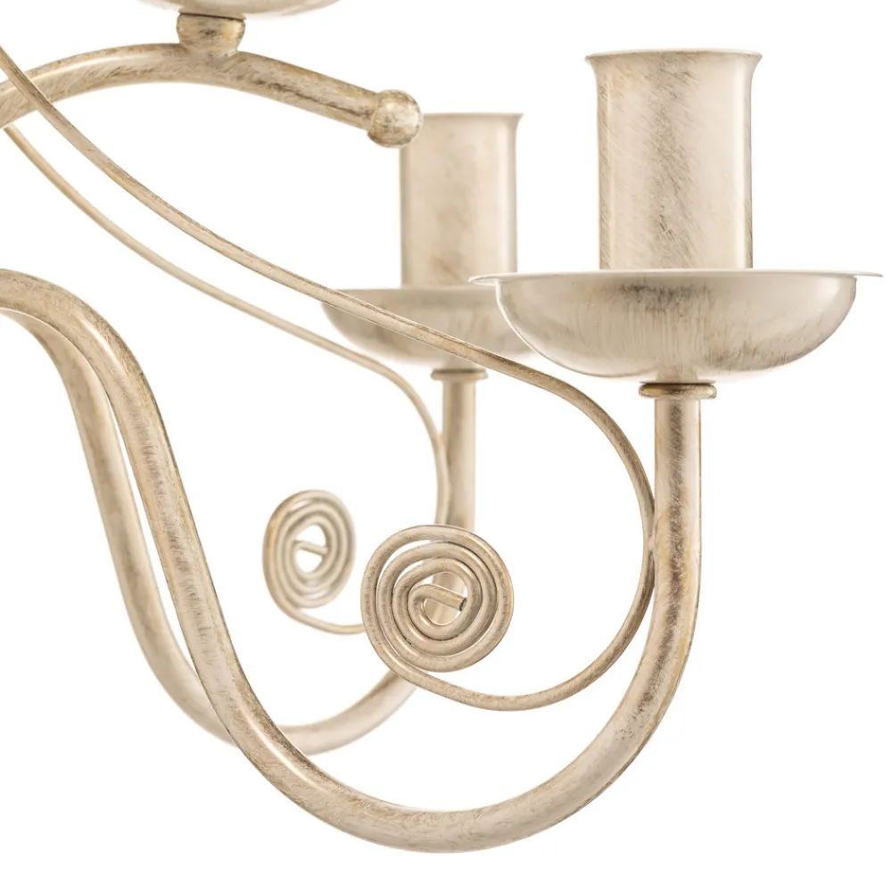 Lamkur Lysekrone Ayleen i stål, 10 lyskilder, hvit Outlet