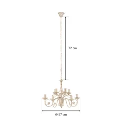 Lamkur Lysekrone Ayleen i stål, 10 lyskilder, hvit Outlet