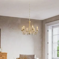 Lamkur Lysekrone Ayleen med 6 lyskilder, 1 nivå, hvit| Lysekroner