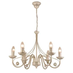 Lamkur Lysekrone Ayleen med 6 lyskilder, 1 nivå, hvit| Lysekroner