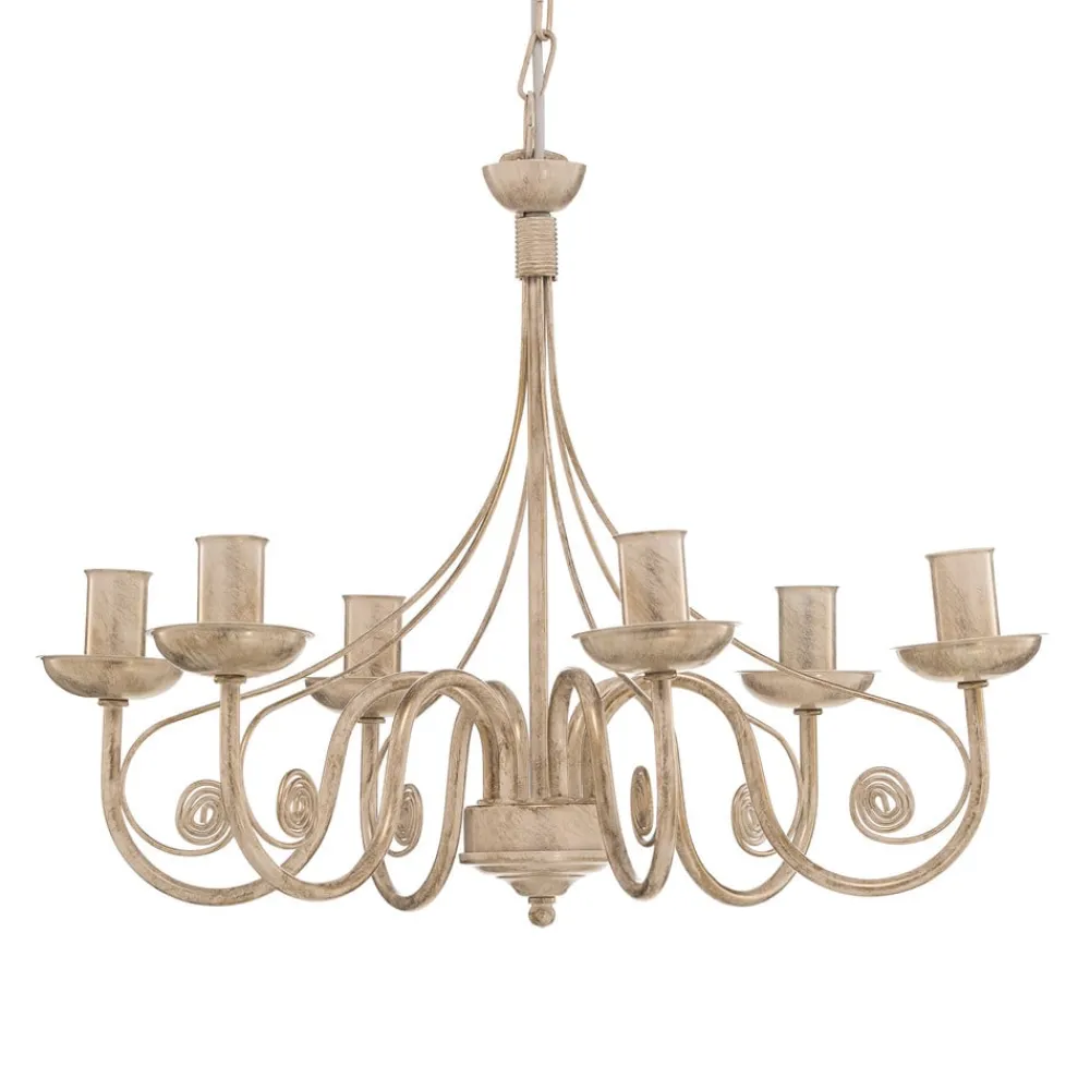 Lamkur Lysekrone Ayleen med 6 lyskilder, 1 nivå, hvit| Lysekroner