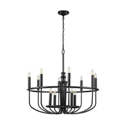 KICHLER Lysekrone Capitol Hill, 12 lyskilder, svart Hot