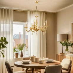 Lucea Lysekrone Castro, messing antikk, 5 lyskilder Outlet