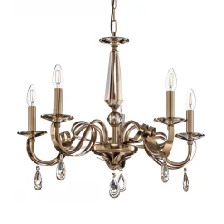 Lucea Lysekrone Castro, messing antikk, 5 lyskilder Outlet