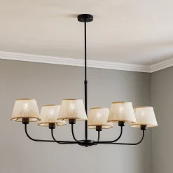 TK Lighting Lysekrone Chicago, lin skjerm med 6 lyskilder| Lysekroner