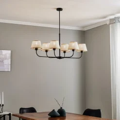 TK Lighting Lysekrone Chicago, lin skjerm med 6 lyskilder| Lysekroner