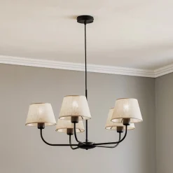 TK Lighting Lysekrone Chicago, lin skjerm med 5 lyskilder| Lysekroner|Pendellamper