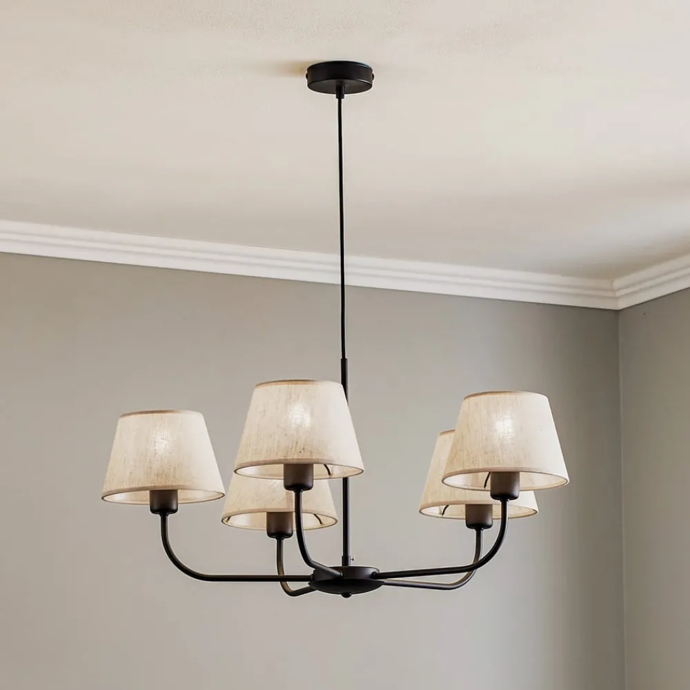 TK Lighting Lysekrone Chicago, lin skjerm med 5 lyskilder| Lysekroner|Pendellamper