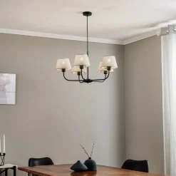 TK Lighting Lysekrone Chicago, lin skjerm med 5 lyskilder| Lysekroner|Pendellamper