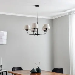 TK Lighting Lysekrone Chicago, lin skjerm med 5 lyskilder| Lysekroner|Pendellamper