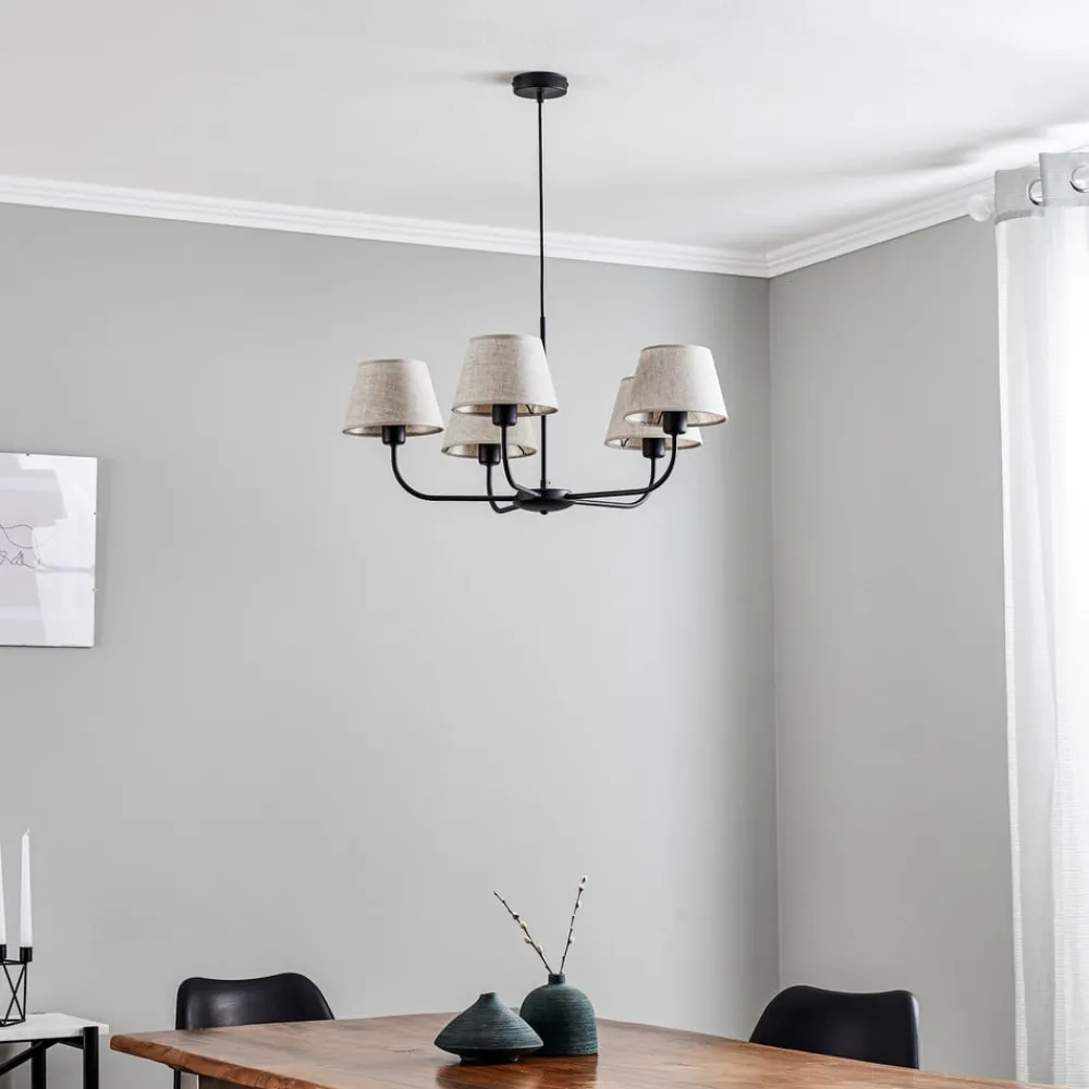 TK Lighting Lysekrone Chicago, lin skjerm med 5 lyskilder| Lysekroner|Pendellamper