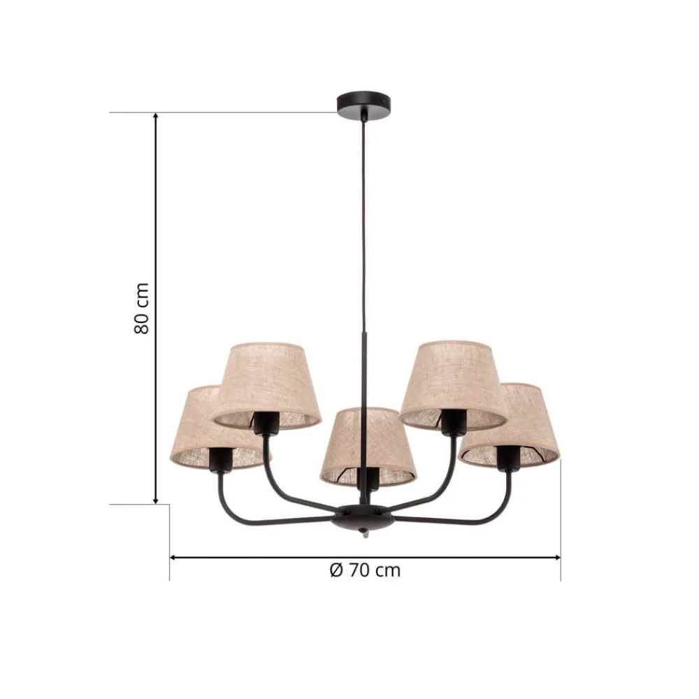 TK Lighting Lysekrone Chicago, lin skjerm med 5 lyskilder| Lysekroner|Pendellamper