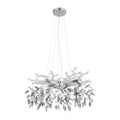 Globo Lysekrone Danna, kromfarget/røykgrå/klar, Ø 61 cm| Lysekroner