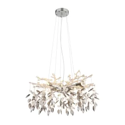 Globo Lysekrone Danna, kromfarget/røykgrå/klar, Ø 61 cm| Lysekroner