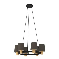 EGLO Lysekrone Edale, 6 stoffskjermer cappuccino, rund| Lysekroner