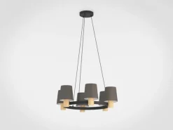 EGLO Lysekrone Edale, 6 stoffskjermer cappuccino, rund| Lysekroner