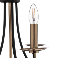 Lucea Lysekrone Ferra, messing antikk, 5 lyskilder| Lysekroner