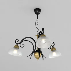 Luminex Lysekrone Flora, 3 glasskjerm, svart/messing Sale