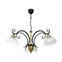 Luminex Lysekrone Flora, 3 glasskjerm, svart/messing Sale