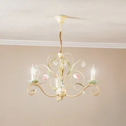 Luminex Lysekrone Florina med blomsterdekor, 3 lyskilder