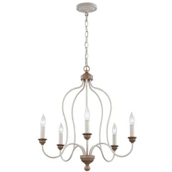 FEISS Lysekrone Hartsville, kalkhvit, 5 lyskilder Clearance