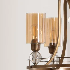 Avonni Lysekrone Jadina, gull antikk, 5 lyskilder, Ø 62 cm metall/glass| Lysekroner