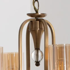 Avonni Lysekrone Jadina, gull antikk, 5 lyskilder, Ø 62 cm metall/glass| Lysekroner