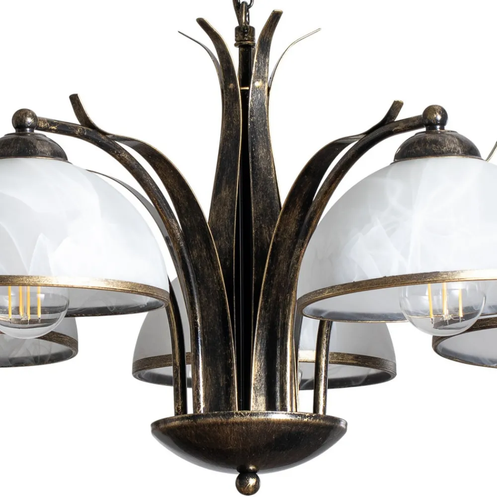 Luminex Lysekrone Korfu, 5 lyskilder, Ø 68 cm, gullfarget antikk Online