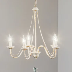 HELAM Lysekrone Malbo med 5 lyskilder i hvitt Best