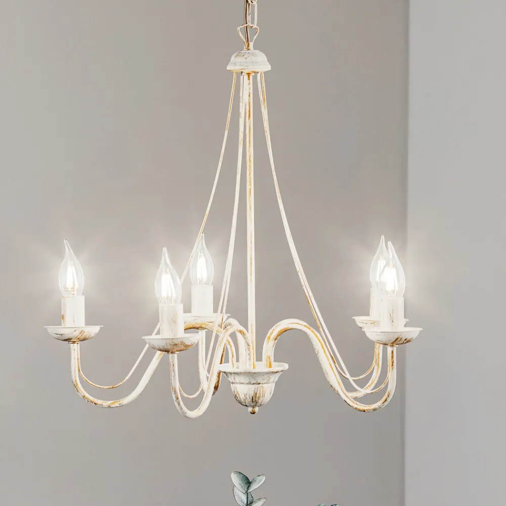 HELAM Lysekrone Malbo med 5 lyskilder i hvitt Best