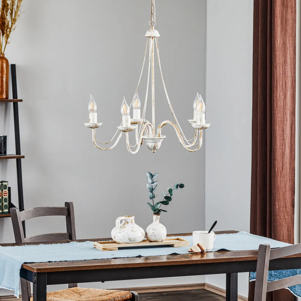 HELAM Lysekrone Malbo med 5 lyskilder i hvitt Best