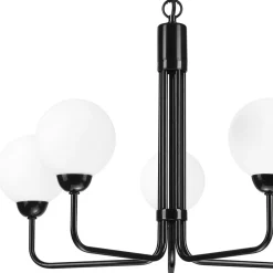 Lamkur Lysekrone Malou med glasskjerm, 5 lyskilder