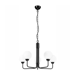 Lamkur Lysekrone Malou med glasskjerm, 5 lyskilder