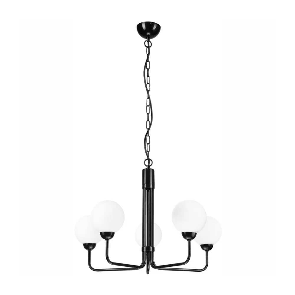 Lamkur Lysekrone Malou med glasskjerm, 5 lyskilder