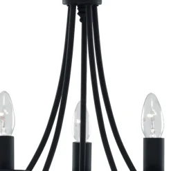 Searchlight Lysekrone Maypole matt-svart, fem lyskilder| Lysekroner