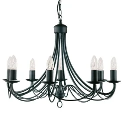 Searchlight Lysekrone Maypole matt-svart, åtte lyskilder| Lysekroner