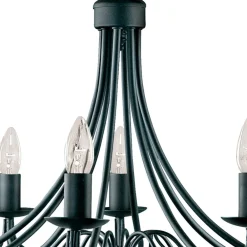 Searchlight Lysekrone Maypole matt-svart, åtte lyskilder| Lysekroner