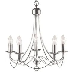 Searchlight Lysekrone Maypole satengsølv, 5 lyskilder| Lysekroner