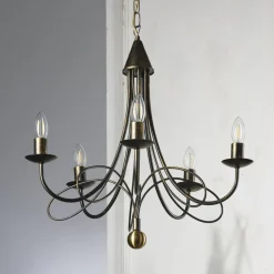 ONLI Lysekrone Milvia, 5 lyskilder, bronsefarget, metall Online