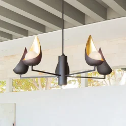 Quintiesse Lysekrone Ren, 6 lyskilder, svart/gull Discount