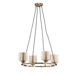 Lucea Lysekrone Ressa Ø 59 cm messing antikk, 4 lyskilder. New