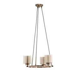 Lucea Lysekrone Ressa, Ø 44 cm, messing antikk, 3 lyskilder.| Lysekroner