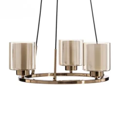 Lucea Lysekrone Ressa, Ø 44 cm, messing antikk, 3 lyskilder.| Lysekroner