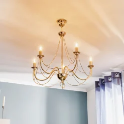 Domiluce Lysekrone Retro, femarmet 75 cm, gull Discount