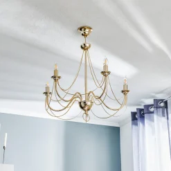 Domiluce Lysekrone Retro, femarmet 75 cm, gull Discount