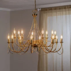 Domiluce Lysekrone Retro, 16-flammet, gull| Lysekroner