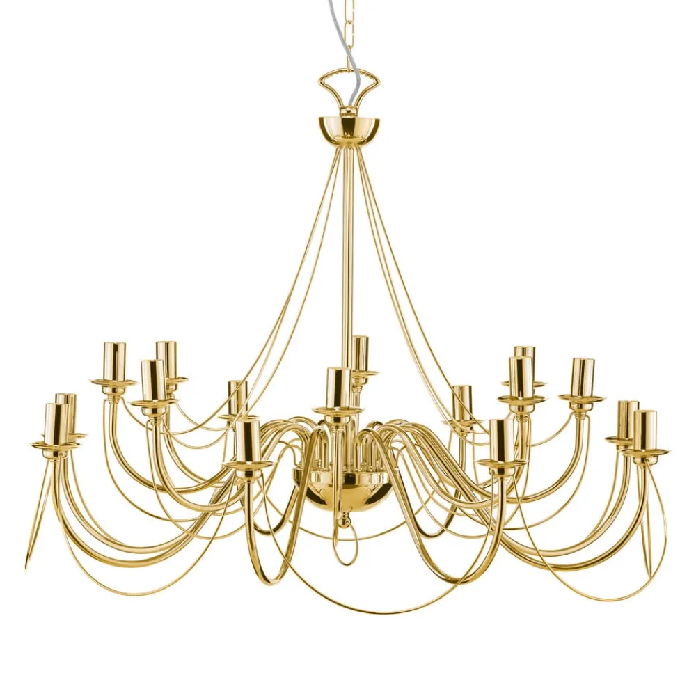 Domiluce Lysekrone Retro, 16-flammet, gull| Lysekroner