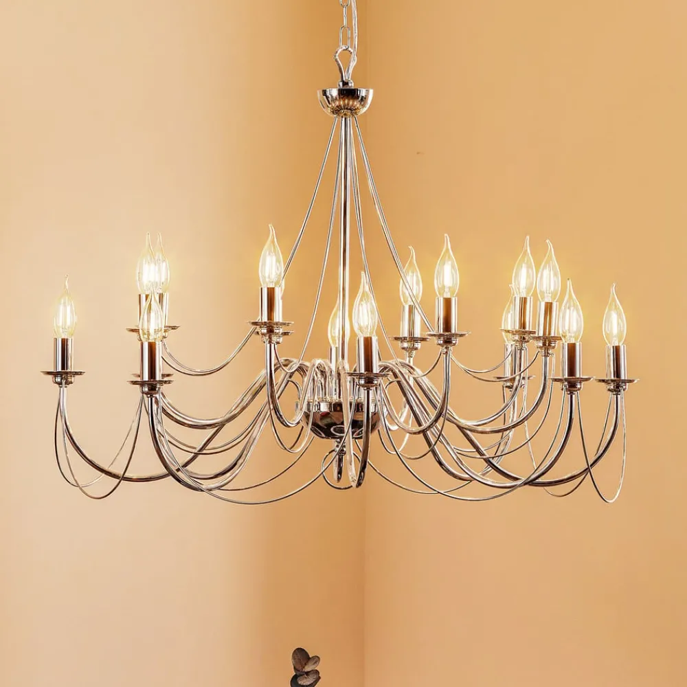 Domiluce Lysekrone Retro, 16-flammet, krom| Lysekroner