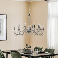 Domiluce Lysekrone Retro, 16-flammet, krom| Lysekroner