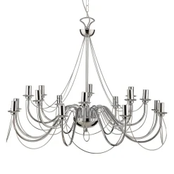 Domiluce Lysekrone Retro, 16-flammet, krom| Lysekroner